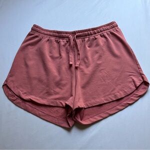 BROOKELINEN pink cotton modal spandex blend elastic waist‎ terry knit shorts